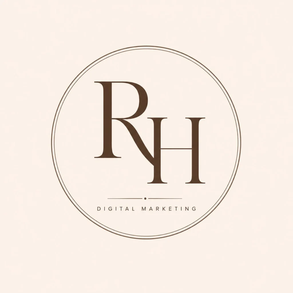 Rajeena Hakkim (RH) digital marketing logo freelance digital marketer in Hounslow